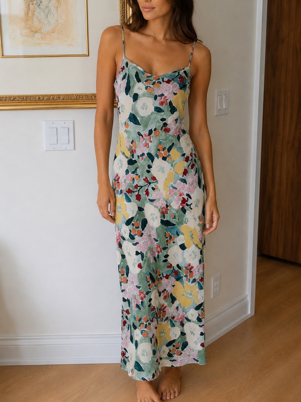 VRG GRL Floral Slip Maxi Dress for Weddings and events